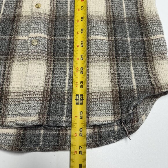 Vintage New River Waffle Knit Thermal Button Up Shirt Mens S 18x25.5 Long Sleeve - Picture 11 of 13